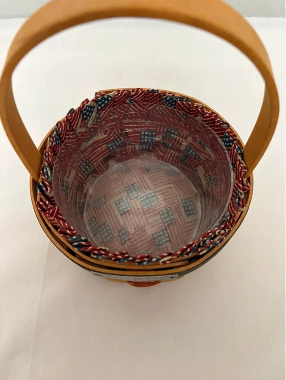 Longaberger 1997 Inaugural Basket Patriotic Liner & Plastic Protector
